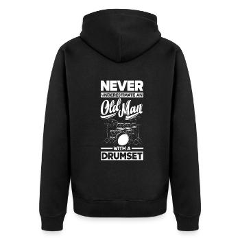 Schlagzeug Schlagzeuger Geschenk - Unisex Premium Bio Zip Hoodie - Schwarz - Hinten - Nico (187cm)