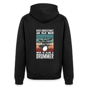 Schlagzeug Schlagzeuger Geschenk - Unisex Premium Bio Zip Hoodie - Schwarz - Hinten - Nico (187cm)