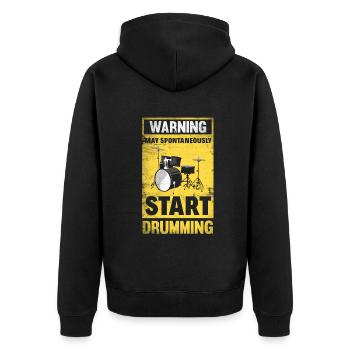 Schlagzeug Schlagzeuger Geschenk - Unisex Premium Bio Zip Hoodie - Schwarz - Hinten - Nico (187cm)