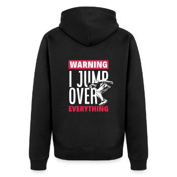 Lustiges Parkourläufer Freerunner Geschenk - Unisex Premium Bio Zip Hoodie - Schwarz - Hinten - Nico (187cm)