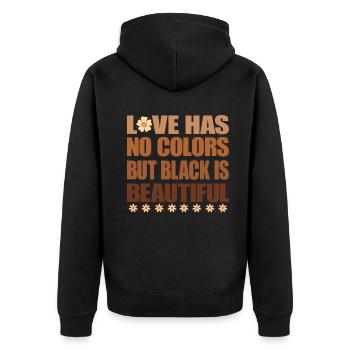L’amour n’a pas de couleurs mais le noir est beau afro - Veste à capuche bio Premium Unisexe - noir - Dos - Nico (187cm)