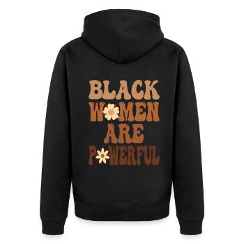 Schwarze Frauen sind mächtig Monat der schwarzen Geschichte - Unisex Premium Bio Zip Hoodie - Schwarz - Hinten - Nico (187cm)
