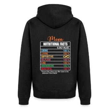 Maman Valeurs nutritionnelles Drôle de fête des mères Nutrition - Veste à capuche bio Premium Unisexe - noir - Dos - Nico (187cm)