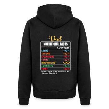 Dad Valeurs nutritionnelles Drôle de fête des pères Nutrition - Veste à capuche bio Premium Unisexe - noir - Dos - Nico (187cm)