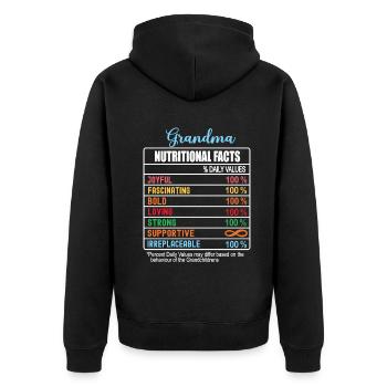 Grand-mère Faits nutritionnels Fête des grands-parents drôle - Veste à capuche bio Premium Unisexe - noir - Dos - Nico (187cm)