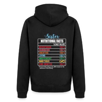 Valeurs nutritionnelles des sœurs Journée nationale des sœurs - Veste à capuche bio Premium Unisexe - noir - Dos - Nico (187cm)