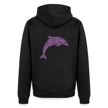 Delfin Dolphin - Unisex Premium Bio Zip Hoodie - Schwarz - Hinten - Nico (187cm)