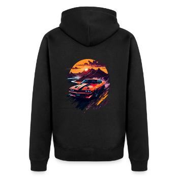 Klassischer Sportwagen - Unisex Premium Bio Zip Hoodie - Schwarz - Hinten - Nico (187cm)