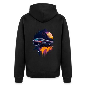 Klassischer Sportwagen - Unisex Premium Bio Zip Hoodie - Schwarz - Hinten - Nico (187cm)