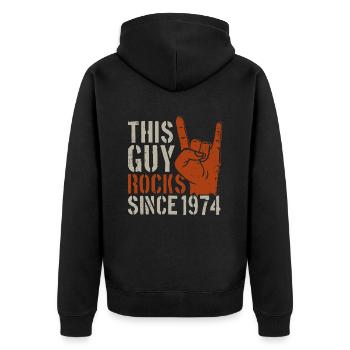 Dieser Kerl rockt seit 1974 Jahrgang Geburtstag - Unisex Premium Bio Zip Hoodie - Schwarz - Hinten - Nico (187cm)
