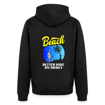 Funny Probing Metal Detector Detector - Unisex Premium Organic Zip Hoodie - black - Back - Nico (187cm)
