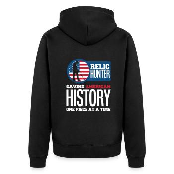 Funny Probing Metal Detector Detector - Unisex Premium Organic Zip Hoodie - black - Back - Nico (187cm)