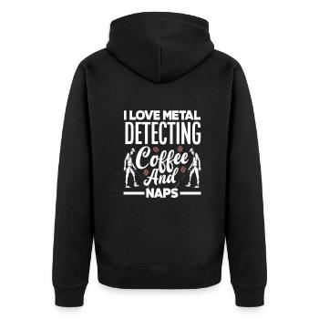 Funny Probing Metal Detector Detector - Unisex Premium Organic Zip Hoodie - black - Back - Nico (187cm)