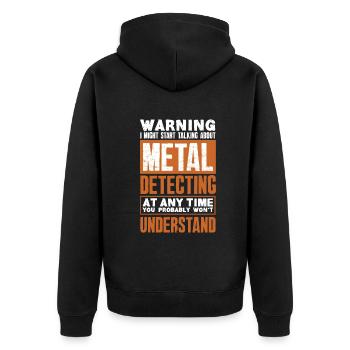 Funny Probing Metal Detector Detector - Unisex Premium Organic Zip Hoodie - black - Back - Nico (187cm)