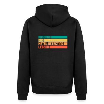 Funny Probing Metal Detector Detector - Unisex Premium Organic Zip Hoodie - black - Back - Nico (187cm)