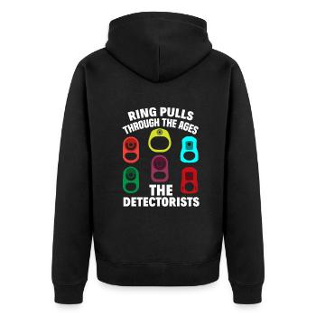 Funny Probing Metal Detector Detector - Unisex Premium Organic Zip Hoodie - black - Back - Nico (187cm)