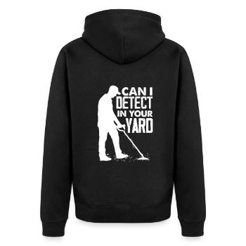 Funny Probing Metal Detector Detector - Unisex Premium Organic Zip Hoodie - black - Back - Nico (187cm)