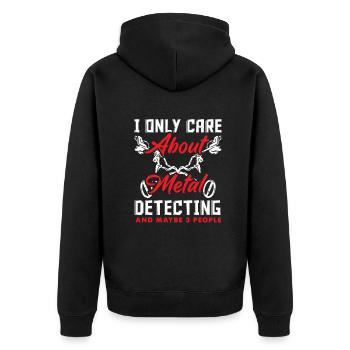 Funny Probing Metal Detector Detector - Unisex Premium Organic Zip Hoodie - black - Back - Nico (187cm)