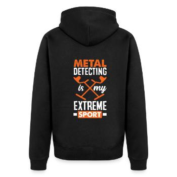Funny Probing Metal Detector Detector - Unisex Premium Organic Zip Hoodie - black - Back - Nico (187cm)