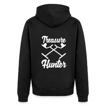 Funny Probing Metal Detector Detector - Unisex Premium Organic Zip Hoodie - black - Back - Nico (187cm)