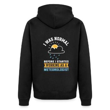 Meteorologe Meteorologie Sturmjäger Geschenk - Unisex Premium Bio Zip Hoodie - Schwarz - Hinten - Nico (187cm)