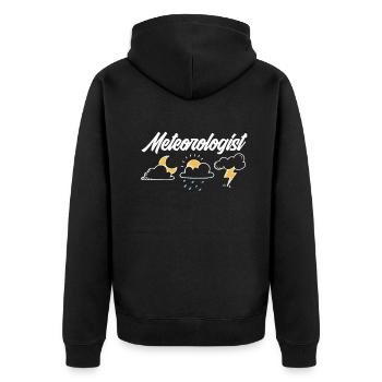 Meteorologe Meteorologie Sturmjäger Geschenk - Unisex Premium Bio Zip Hoodie - Schwarz - Hinten - Nico (187cm)