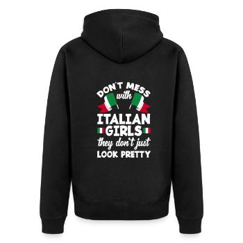 Lustiges Italien Girls Geschenk - Unisex Premium Bio Zip Hoodie - Schwarz - Hinten - Nico (187cm)