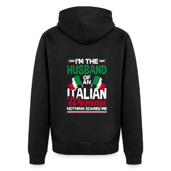 Lustiges Italien Geschenk - Unisex Premium Bio Zip Hoodie - Schwarz - Hinten - Nico (187cm)