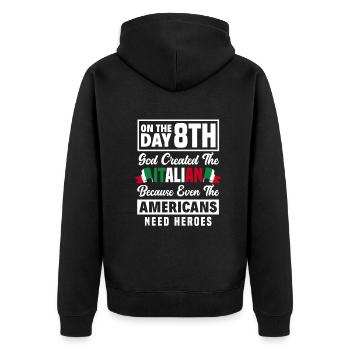 Lustiges Italien Geschenk - Unisex Premium Bio Zip Hoodie - Schwarz - Hinten - Nico (187cm)