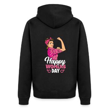 Feminismus Feministin - Unisex Premium Bio Zip Hoodie - Schwarz - Hinten - Nico (187cm)