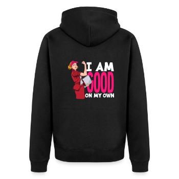 Feminismus Feministin - Unisex Premium Bio Zip Hoodie - Schwarz - Hinten - Nico (187cm)