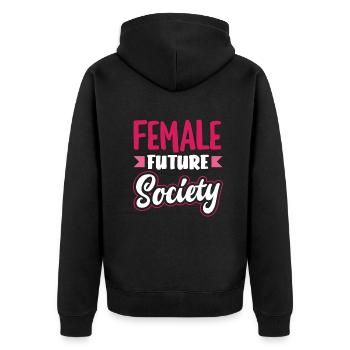 Feminismus Feministin - Unisex Premium Bio Zip Hoodie - Schwarz - Hinten - Nico (187cm)
