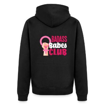 Feminismus Feministin - Unisex Premium Bio Zip Hoodie - Schwarz - Hinten - Nico (187cm)