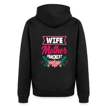 Feminismus Feministin - Unisex Premium Bio Zip Hoodie - Schwarz - Hinten - Nico (187cm)