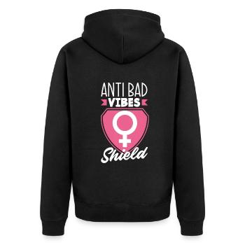 Feminismus Feministin - Unisex Premium Bio Zip Hoodie - Schwarz - Hinten - Nico (187cm)