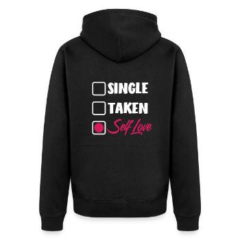 Feminismus Feministin - Unisex Premium Bio Zip Hoodie - Schwarz - Hinten - Nico (187cm)