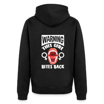 Feminismus Feministin - Unisex Premium Bio Zip Hoodie - Schwarz - Hinten - Nico (187cm)