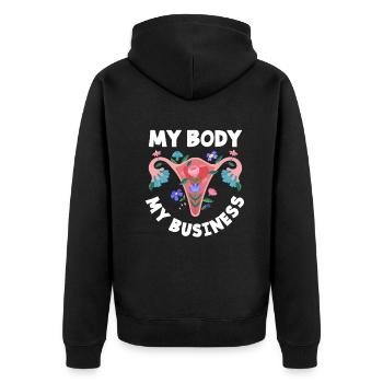 Feminismus Feministin - Unisex Premium Bio Zip Hoodie - Schwarz - Hinten - Nico (187cm)