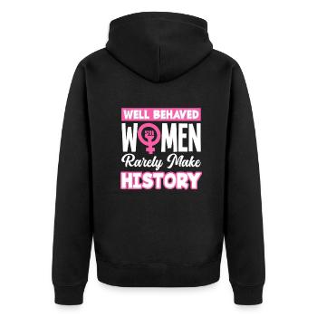 Feminismus Feministin - Unisex Premium Bio Zip Hoodie - Schwarz - Hinten - Nico (187cm)