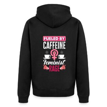 Feminismus Feministin - Unisex Premium Bio Zip Hoodie - Schwarz - Hinten - Nico (187cm)