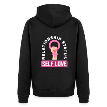 Feminismus Feministin - Unisex Premium Bio Zip Hoodie - Schwarz - Hinten - Nico (187cm)