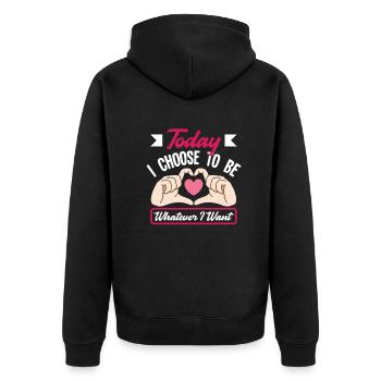 Feminismus Feministin - Unisex Premium Bio Zip Hoodie - Schwarz - Hinten - Nico (187cm)
