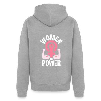Feminismus Feministin - Unisex Premium Bio Zip Hoodie - Grau meliert - Hinten - Nico (187cm)