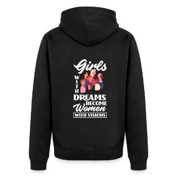 Feminismus Feministin - Unisex Premium Bio Zip Hoodie - Schwarz - Hinten - Nico (187cm)