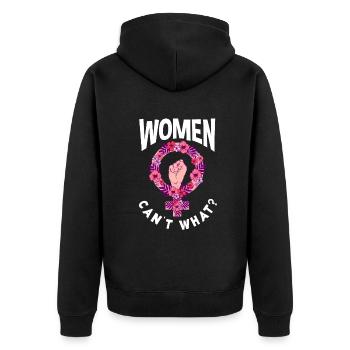 Feminismus Feministin - Unisex Premium Bio Zip Hoodie - Schwarz - Hinten - Nico (187cm)