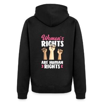 Feminismus Feministin - Unisex Premium Bio Zip Hoodie - Schwarz - Hinten - Nico (187cm)