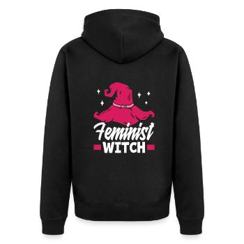 Feminismus Feministin - Unisex Premium Bio Zip Hoodie - Schwarz - Hinten - Nico (187cm)