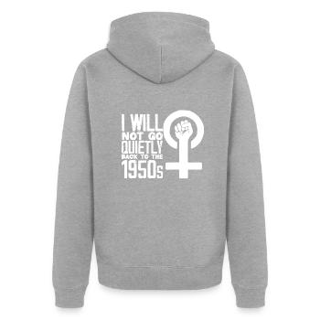 Feminismus Feministin - Unisex Premium Bio Zip Hoodie - Grau meliert - Hinten - Nico (187cm)