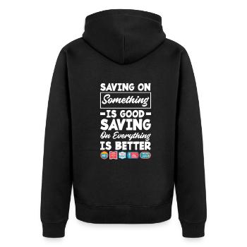 Lustiges Extrem Couponing Coupon Geschenk - Unisex Premium Bio Zip Hoodie - Schwarz - Hinten - Nico (187cm)