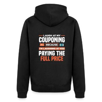 Funny Extreme Couponing Coupon Gift - Unisex Premium Organic Zip Hoodie - black - Back - Nico (187cm)